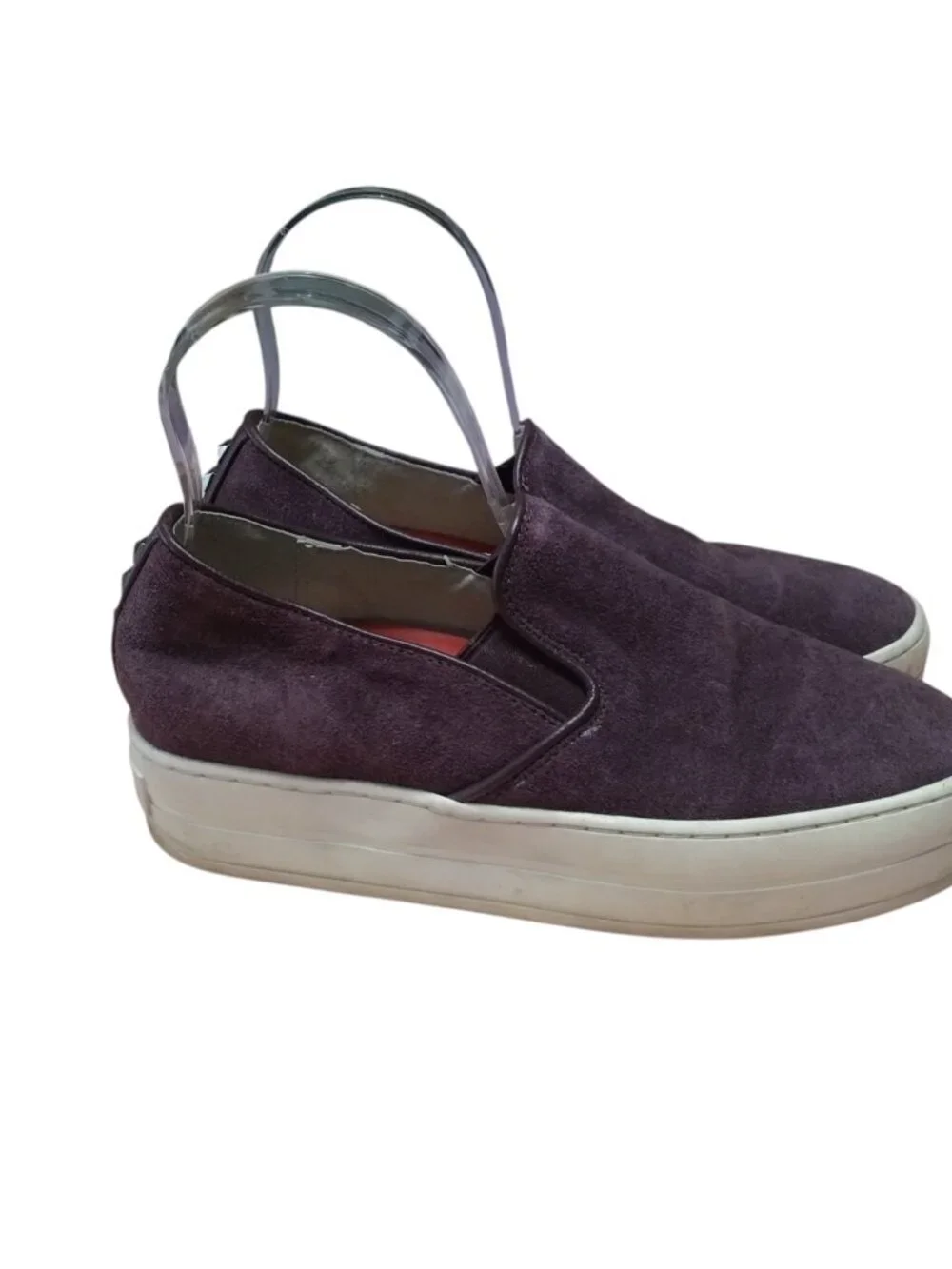 Skechers Street Rise Fit Women's Size 7 Plum Suede Platform Studded Slip On Shoe